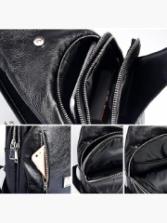 Lightweight PU Leather Sling Crossbody Backpack for Travel Outdoors main image 4
